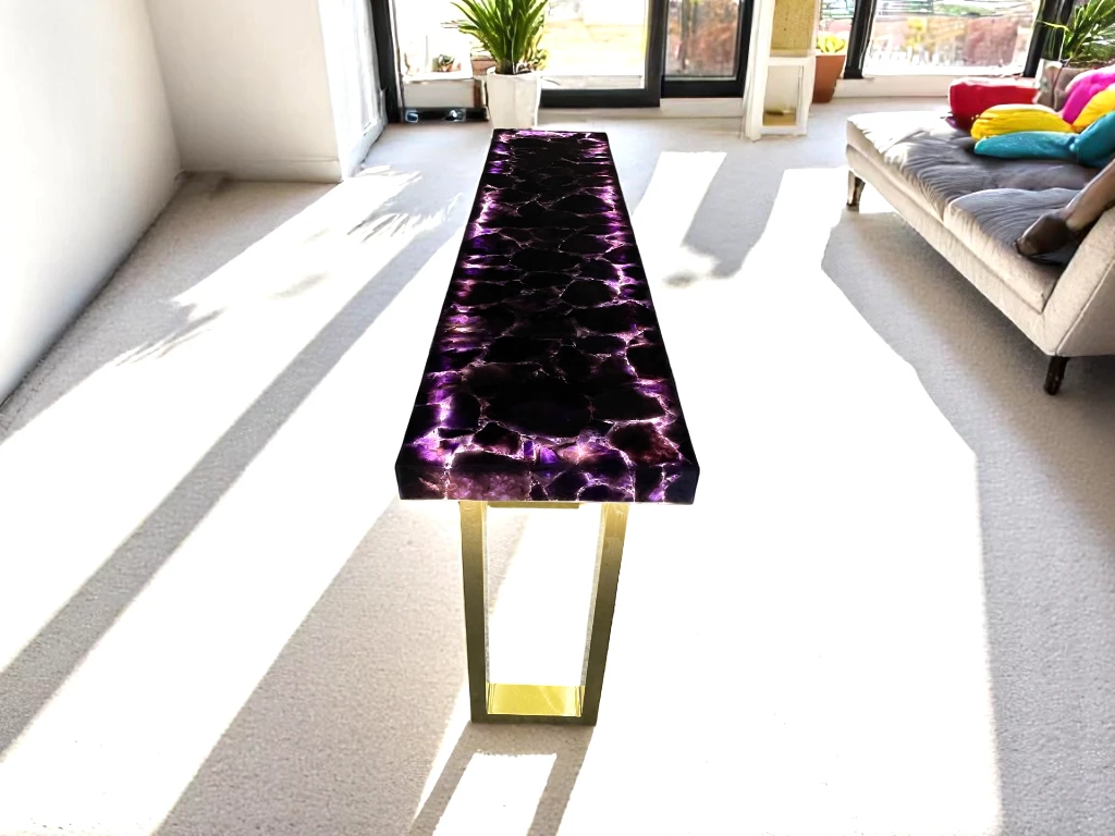 Amethyst Living Room Dining Table Crystal Gemstone Art Decor